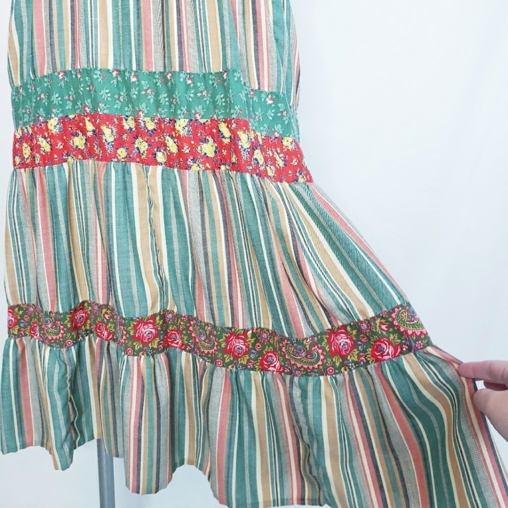 *Last Chance* Vintage Smocked Tiered Floral Midi Dress Boho Cottagecore - Picture 5 of 16